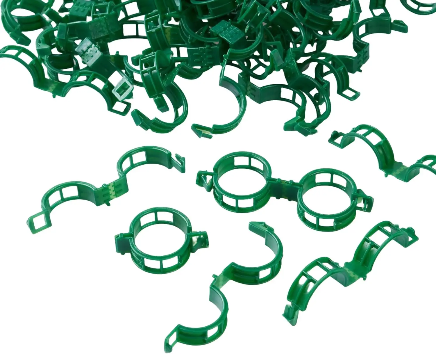 100 Pcs Compact Attachable Flexible Plastic Plant Support Clips with Flexible Grip & Hollow Shape, Long-Lasting Outdoor Gear Camping Tent Pegs for Climbing Plants, Tomato Vines - Sports & Outdoor Tent Accessories, Easy To Use, Reusable