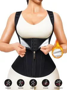 Women's Waist Shaping Gym Sauna Top with Zipper, High Compression Sweat Vest for Weight Loss, Ideal for Yoga and Fitness