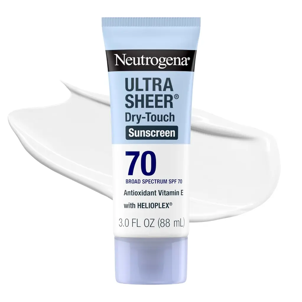 Neutrogena Ultra Sheer Dry-Touch Sunscreen Lotion SPF 70, 3 Fl Oz – Lightweight Broad-Spectrum UVA/UVB Protection, Water-Resistant up to 80 Minutes, Oxybenzone-Free