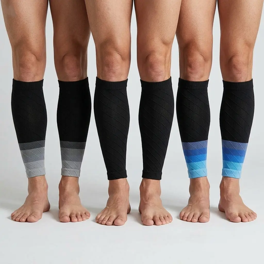 3-Pair Professional Compression Leg Sleeves (20-30mmHg) - 1 Size Fits Most - Graduated Compression for Shin Splints, Varicose Veins, Swelling Legs - Patented Kinesiology Support Healthcare Sleeves for Athletes