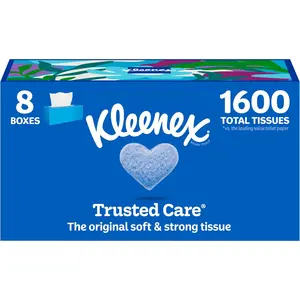 Kleenex Trusted Care Facial Tissues, 8 Flat Boxes, 200 Tissues per Box, 2-Ply, Packaging May Vary Kimberly-Clark Corp.
