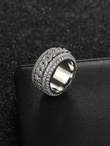 Rotating Cuban Ring with Diamonds, Real Gold Plated Copper, 3a Cubic Zirconia, Hip Hop Style, Men's Gift, Fashion Statement Jewelry