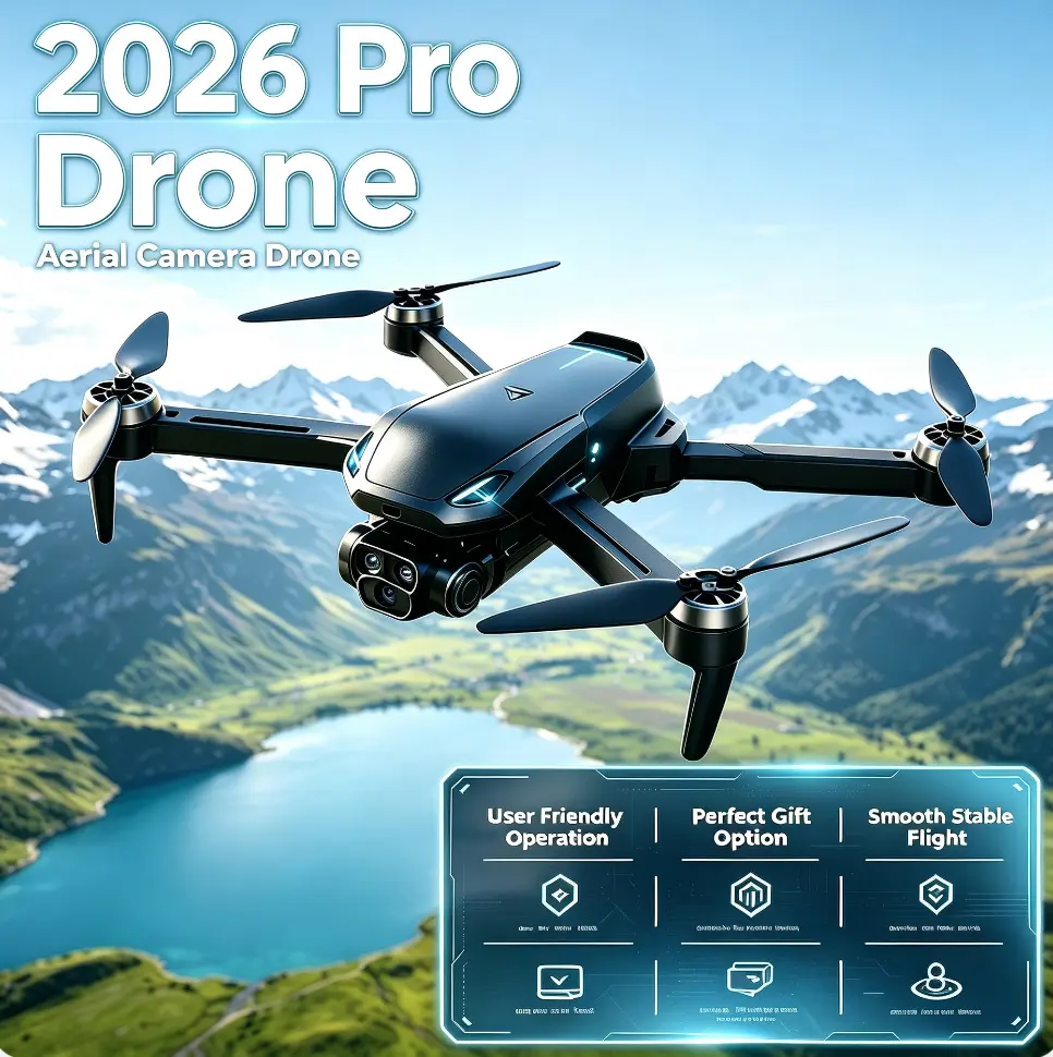 2026 Pro Drone –  360° Stunt Roll,4K EIS Camera, Brushless Motor, Smart Obstacle Avoidance, Auto Return, Optical Flow Hover,GPS & 5G WiFi FPV,  Dual Batteries Included