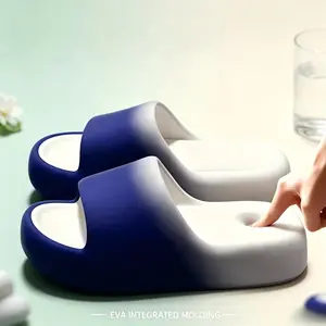 Gradient Thick Sole Slippers, Unisex Indoor Outdoor Cloud Slides, Women Men Casual Beach Sandals, Cloud Soft EVA Footwear