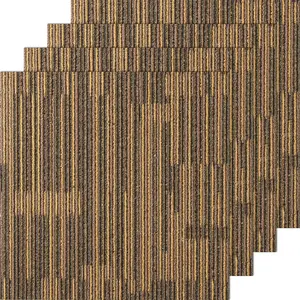 Reusable Carpet Tiles, 20" x 20" Carpet Squares With Padding Attached, Soft Padded Floor Tiles, Easy DIY Installation For Bedroom And Living Room, 12 Tiles In Mixed Brown, Durable, Easy To Clean