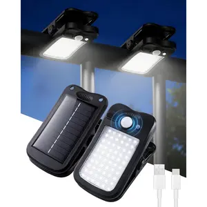 Clip on Solar Lights Outdoor, 60 LED Solar Motion Sensor Clamp on Light with 3 Modes, IP65 Waterproof Portable Clamp Lights for Patio Fence Garden Deck