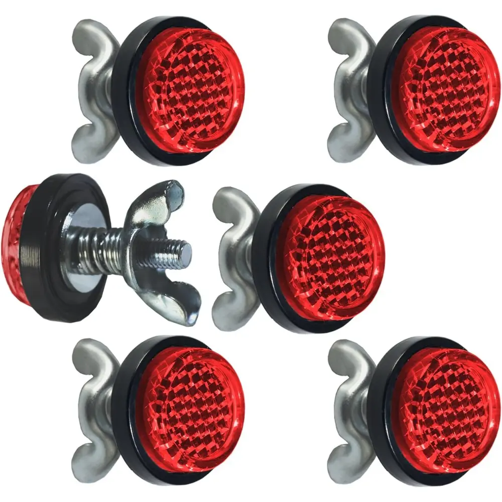 Red Reflector Plastic Bolts and Nuts - Increased Visibility Fasteners for Motorcycle Plate, Bike, Dolly, Boat