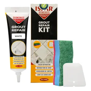 Tile Grout Repair Kit - White Grout Filler 14 oz for Wall and Floors Tile Joints with Spatula and Sponge, Repair Mortar, Fill and Reviver The Joints, Quick-Drying, Ready Mixed Grout