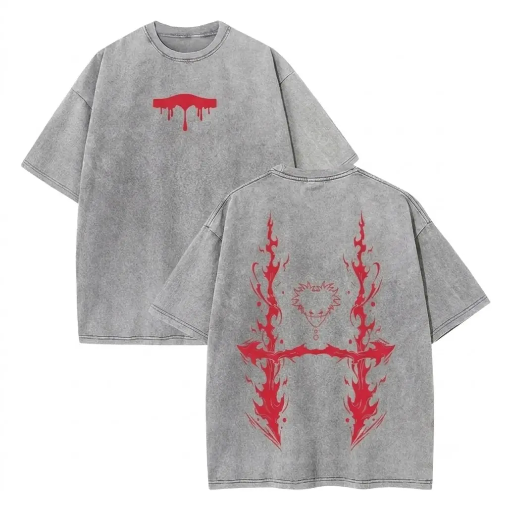 Jujutsu Kaisen JJK Choso Oversized Graphic Tee Vintage Acid Wash Anime T Shirt Y2K Streetwear Gym Pump Cover Blood Manipulation Retro Manga Merch Tiktok Finds Trendy Dark Aesthetic Workout Fit Casual Top Japanese Activewear Mens Sorcerer