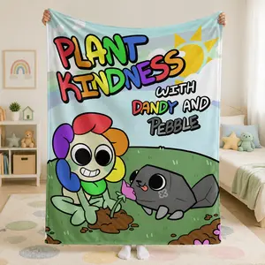 Plant Kindness Plush Fleece Blanket – Cute Cartoon Flower & Pet Cozy Throw for Kids Bedroom, Living Room, Toddler Gift, Soft Warm Animal Decor