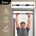 SUNNY Unisex Chrome Steel Doorway Chin-Up Bar, Adjustable 24.5"-36" Heavy-Duty Home Gym Kit, Push-Ups, Leg Lifts & Upper Body Strength Training, At Home Gym Equipment for Bodybuilding Pull-Ups