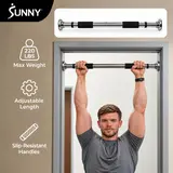 SUNNY Unisex Chrome Steel Doorway Chin-Up Bar, Adjustable 24.5"-36" Heavy-Duty Home Gym Kit, Push-Ups, Leg Lifts & Upper Body Strength Training, At Home Gym Equipment for Bodybuilding Pull-Ups