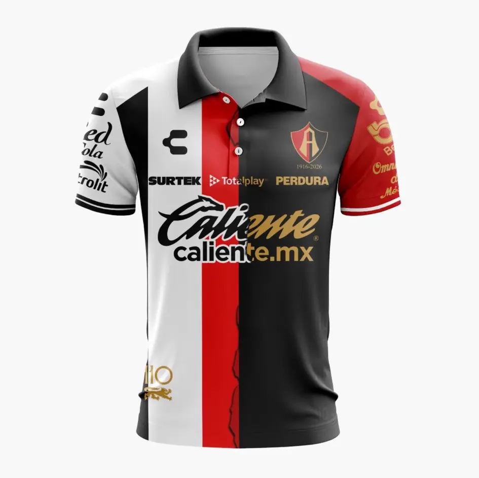 Atlas FC 2026-2027 110th Anniversary Home Away Polo Shirt, Liga MX Soccer Polo, Unisex Football Fan Apparel