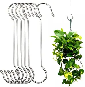 Lchkrep 16 Inch Extra Large Heavy Duty Long Outdoor Plant Hanging S Hooks - for Baskets, Bird Feeders, Wind Chimes, Garden Ornaments,Pergola,Closet,Flower Basket,Indoor Outdoor Uses (6 Pack)… LCHKREP