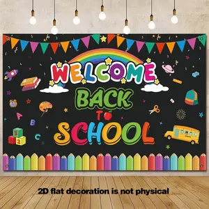 2D Flat 1pc Welcome Back to School Bulletin Board Backdrop, Back to School Decorations, First Day of School Banner, Teacher Bulletin Board, Photography Background for Teachers props size is 43.3*70.9in