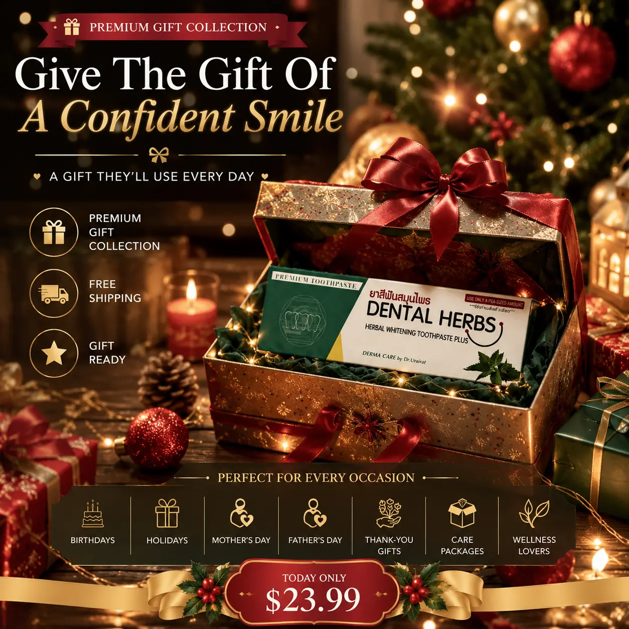 (Gifts) Premium Herbal Toothpaste | Daily Oral Care | Fresh Breath Toothpaste | Natural Toothpaste | Travel-Friendly 80g | FREE Delivery
