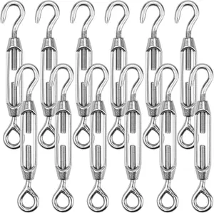 Hedume  Pack M H & Eye Turnbuckle for Cable Wire Rope Tension,  Stainless Steel Heavy Duty Wire Rope Tension for DIY String Light Picture Hanging, Garden Wire, Fence Gate Wire, Tent Rope