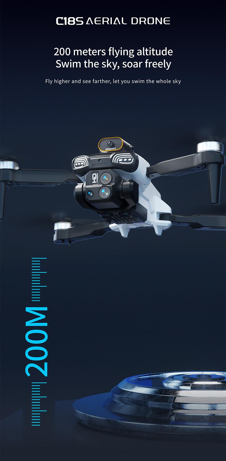 Aerial Drone C18s Pro 2026 - GPS Positioning, 4K UHD EISCamera, 5G WiFi FPV, Brushless Motors, Optical Flow Hover,Intelligent Obstacle Avoidance, Auto Return, 360° Stunt Roll,Two Batteries