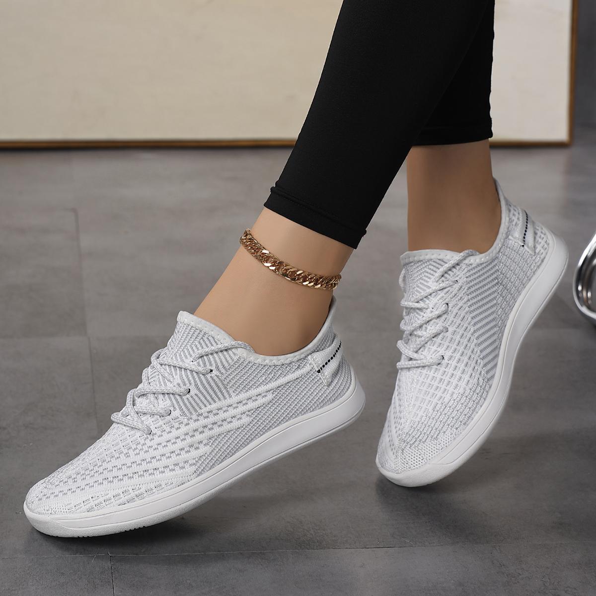 Women's Breathable Mesh Walking Shoes, Low-Top Athletic Sneakers with Flat Heel, Color Block Pattern, Slip-on Casual Footwear