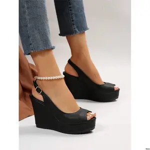 WomenPeepToeSlingbackWedgeCourtShoes FashionWedgeShoes