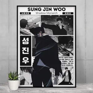 Solo Leveling Sung Jin Woo Anime Poster, Manga Wall Artwork Prints, Home Decor Gift