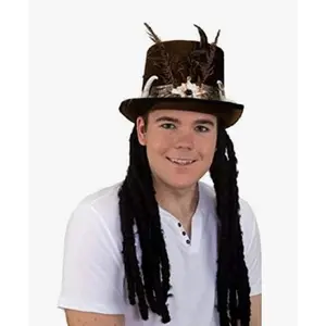 Witch Doctor - VooDoo King Top Hat - Bones Dreads - Costume Accessory - Adult