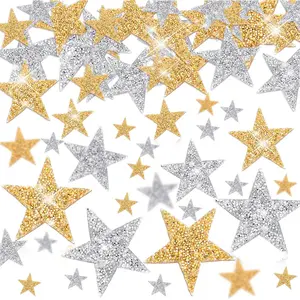 60 Pcs Iron on Star Patches Star Rhinestone Appliques Glitter Patches Rhinestone Appliques Embellishments for DIY Graduation Wedding(Gold, Silver)