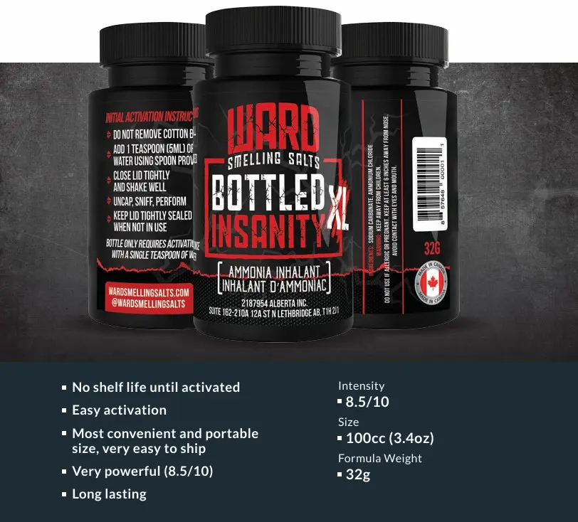 Bottled Insanity - Insane Smelling Salt - The 2nd Generation - Customer Favorite - Long Lasting, Convenient Formula for Athletes, 100% Money Back Guarantee