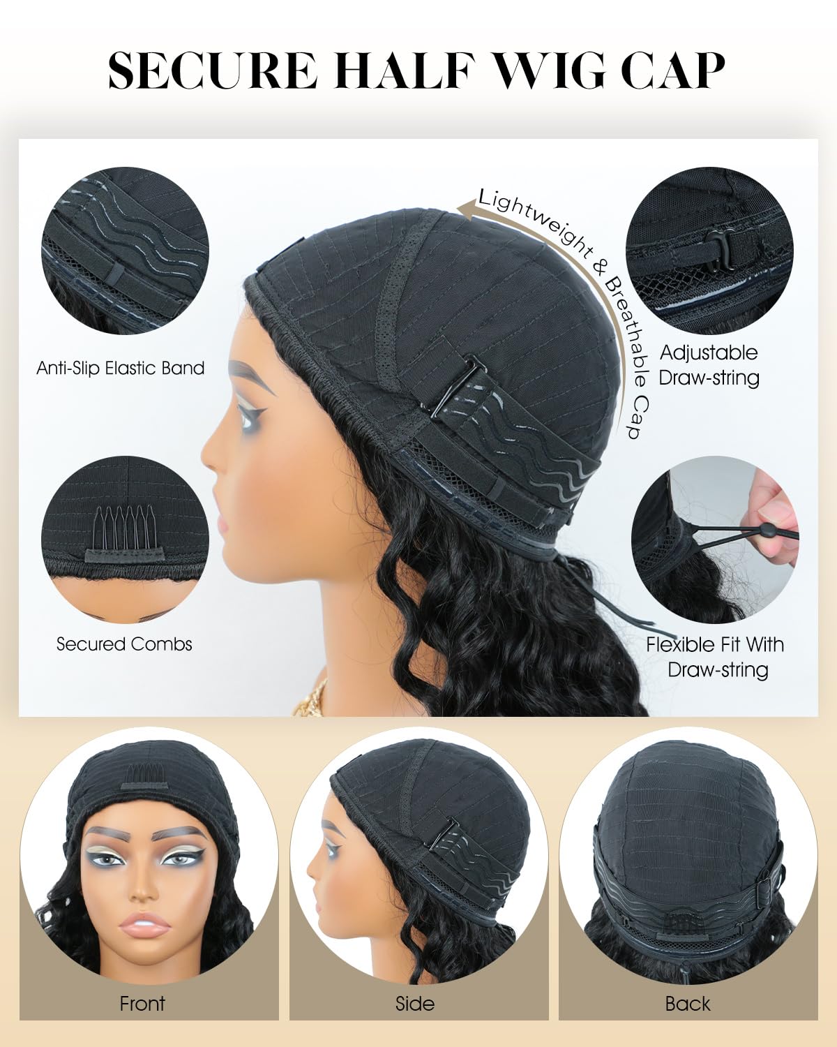 [26inch--$73] Half Wig Deep Wave Wear And Go Glueless Wigs Human Hair Pre Plucked Pre Cut Hd Lace 180 Density Deep Wave Lace Front Wigs Human Hair 26 Inch Drawstring Curly Human Hair Wig For Women Beginner Friendly