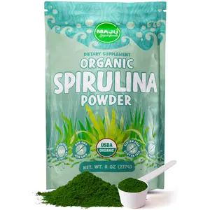 MAJU Organic Spirulina Powder (8oz) Healthcare Dietary Supplement Edible Fitness Vitamin Natural Protein Barley Optimum Nutrition Chlorophyll