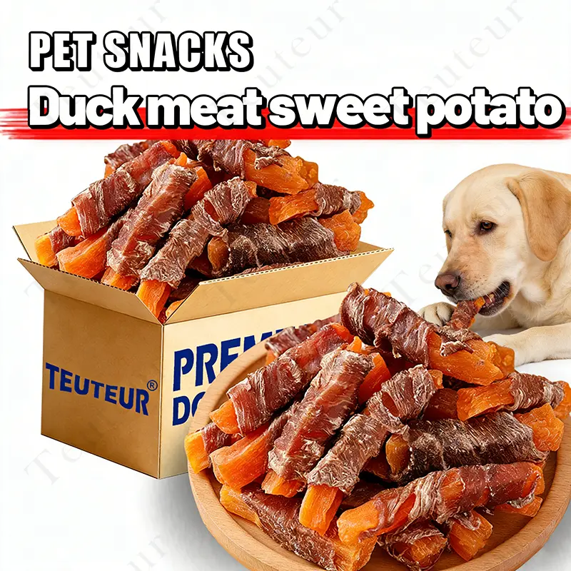 Duck Wrapped Sweet Potato Dog Treats for Small Medium Large Dogs, High Protein Chewy Dog Snacks, Long Lasting Training Reward Treats for Puppies and Adult Dogs, Natural Pet Chews, Soft and Tough Texture, Daily Reward Snack for Dogs All Breeds
