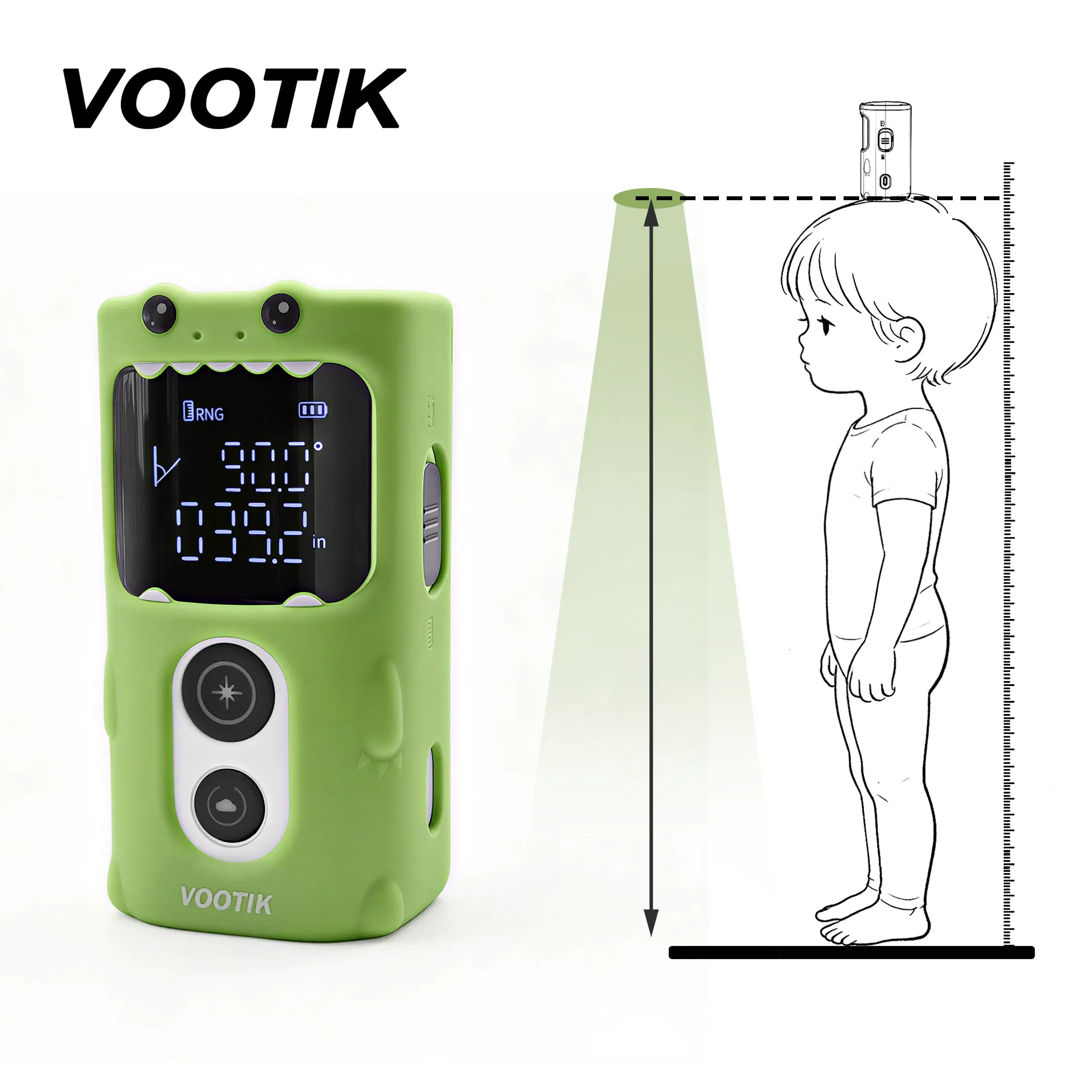 VOOTIK Smart Height Measuring Device for Kids and Adults | 2-in-1 Laser Height & Distance Meter 0.03–50m Range and Auto Calibration | Type-C Rechargeable