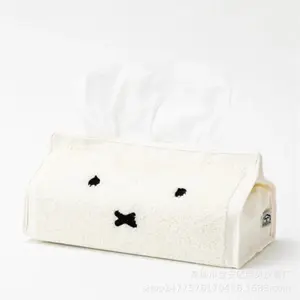 Kawaii Miffy Rabbit Tissue Box Cute Miffy Rabbit Cartoon Anime Living Room Desktop Storage Canvas Box Car Tissue Box