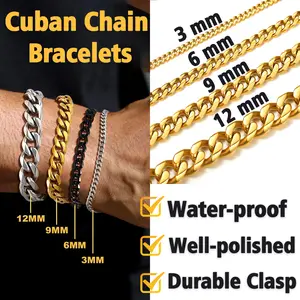 FindChic Cuban Link Chain Bracelets Stainless Steel Chain Hip Hop Bracelets Unisex Chunky Bracelets Jewelry For Women Men Girlfriend Boyfriend