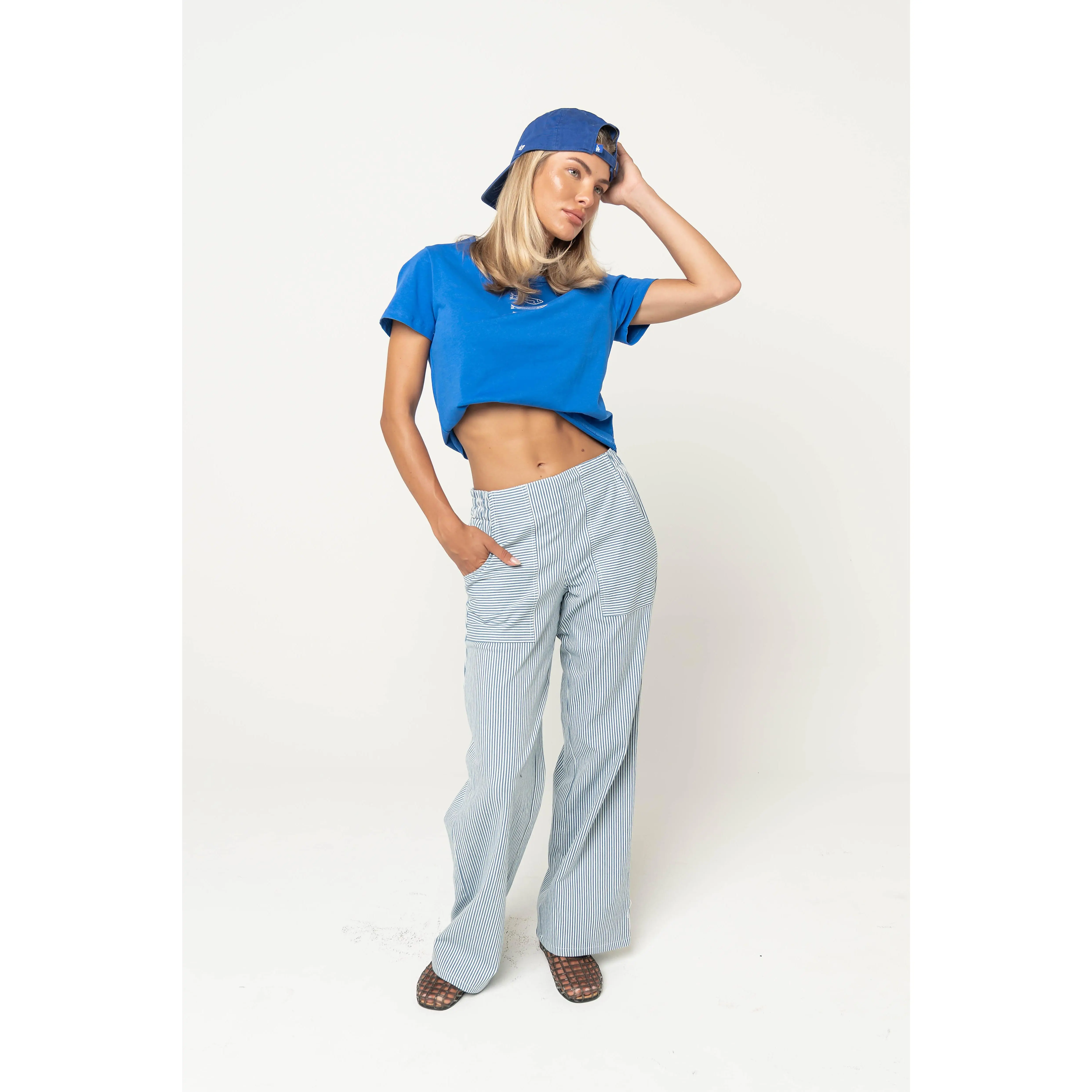 Gretta Striped Pants in Blue