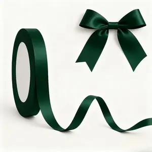 Deep Satin Ribbon 1cm Wide X 24m Long, Premium Craft Ribbon for Gift Wrapping, Wedding Decor, Christmas Tree Decoration