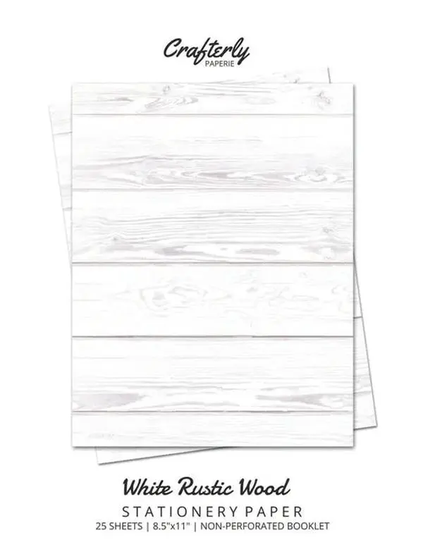 White Rustic Wood Stationery Paper | 25 Sheets, 8.5×11" Cute Letter Writing Paper