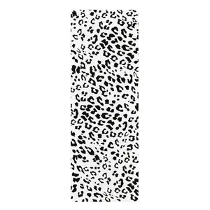 Classic Leopard Print Pattern Yoga Mat, Black and White Animal Print Design for Yoga and Pilates