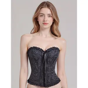 Palace Style Corset, Fitted Bridal Evening Gown Undergarment, Bodice Corset, Ruffled Lace, Tie Bow, Sexy Tummy Control Garment