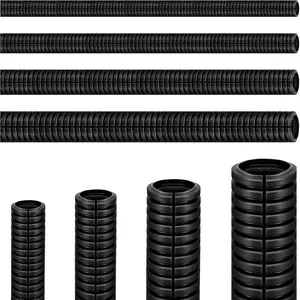 Wire Loom Tubing, Split Wire Loom 4-Size Kit (1/4" 3/8" 1/2" 3/4" x 5FT) 20FT Black, Flame Retardant PP Abrasion Proof Cord Protector for Automotive &