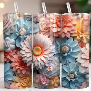 3D Spring Flowers 20oz tumbler Drinkware Stainless Steel