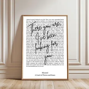 ACOTAR There you are I've been looking for you UNFRAMED POSTER | Sarah J Maas Quote | Minimalistic Bookish Quote Wall Art | Rhysand | Velaris Chapter 34, Fantasy Book Art
