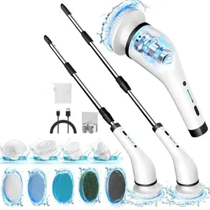 Electric Spin Scrubber, 2 Adjustable Speeds Cleaning Brush, SXT-160 Cordless Power Spinning Cleaner Brush, Handheld Shower with 8 Replaceable Brush Heads for Tile, Tub, Sink, Wall, Bathroom,Floor