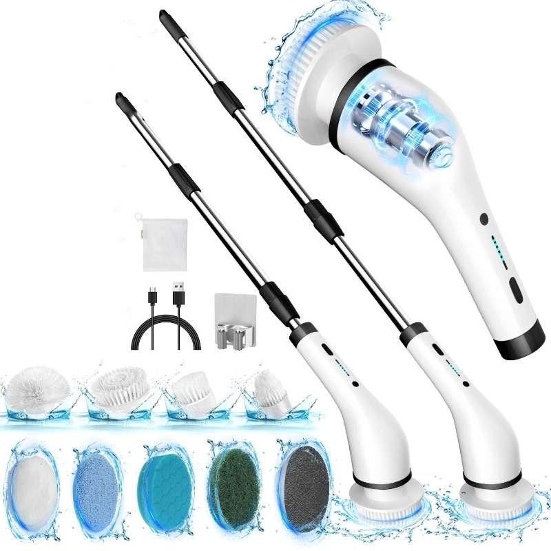 Electric Spin Scrubber, 2 Adjustable Speeds Cleaning Brush, SXT-160 Cordless Power Spinning Cleaner Brush, Handheld Shower with 8 Replaceable Brush Heads for Tile, Tub, Sink, Wall, Bathroom,Floor