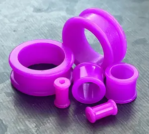 PAIR of Beautiful Purple Silicone Double Flare Tunnels - Gauges 6g (4mm) up to 1" (25mm)