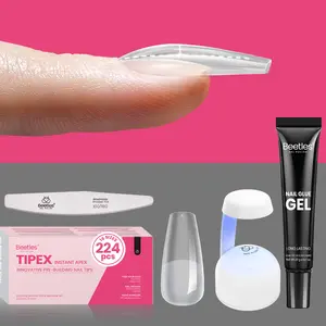 Beetles Tipex Instant Apex Nail Tips Kit Square Stiletto Almond Coffin Nail Tips Nail Thick Acrylic Nail Kit for Flat Nails Manicure Art DIY Gift for Women