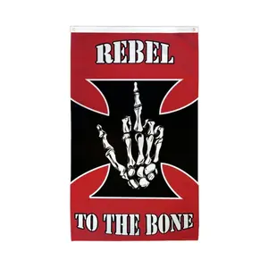 3x5ft Polyester Print Flag, Rebel to the Bone Party Decor Banner, Wall Hanging Backdrop with Dye Sublimation, Header Tape