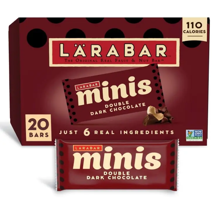 Larabar Minis Double Dark Chocolate Bars, Gluten Free Vegan Fruit and Nut Bars, 20 Bars, 15.6 oz