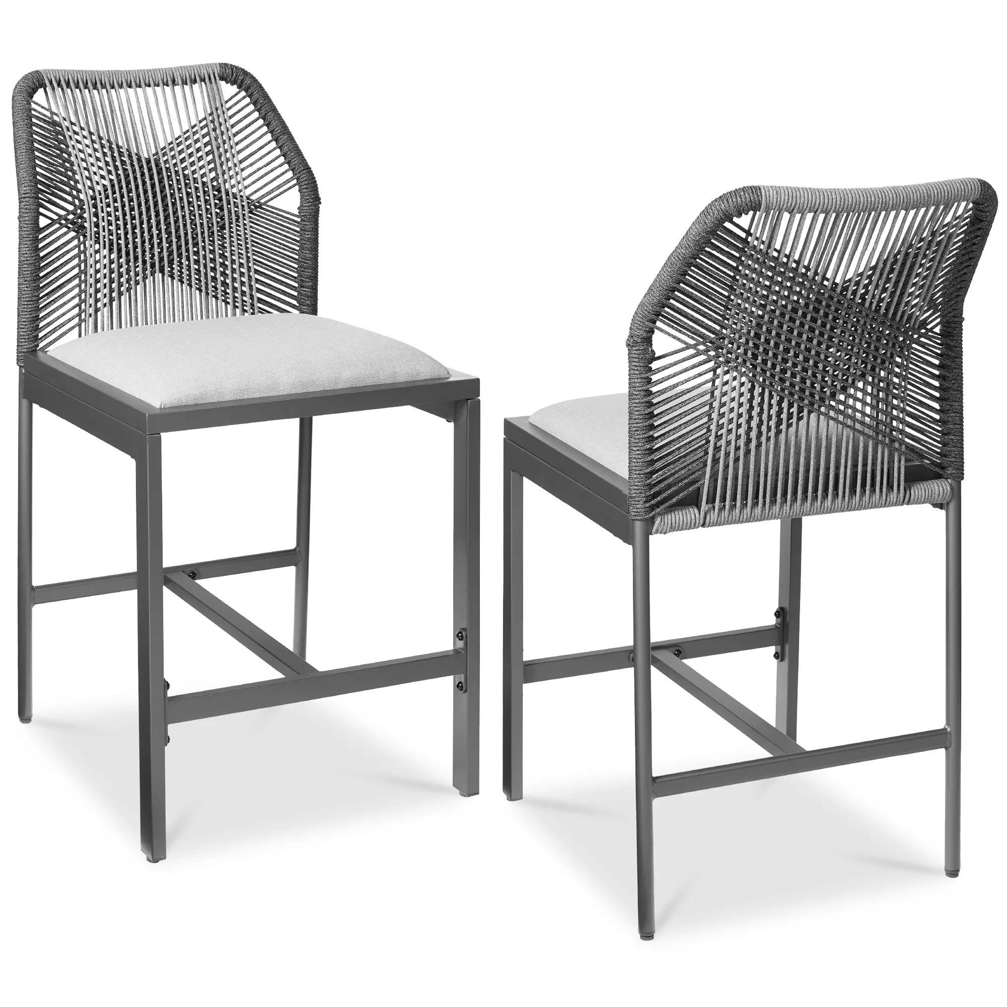 Best Choice Products Set of 2 Indoor Outdoor Counter Height Barstools w/ All-Weather Rope & Aluminum