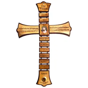 Olive Wood Lord's Prayer Cross from the Holy Land